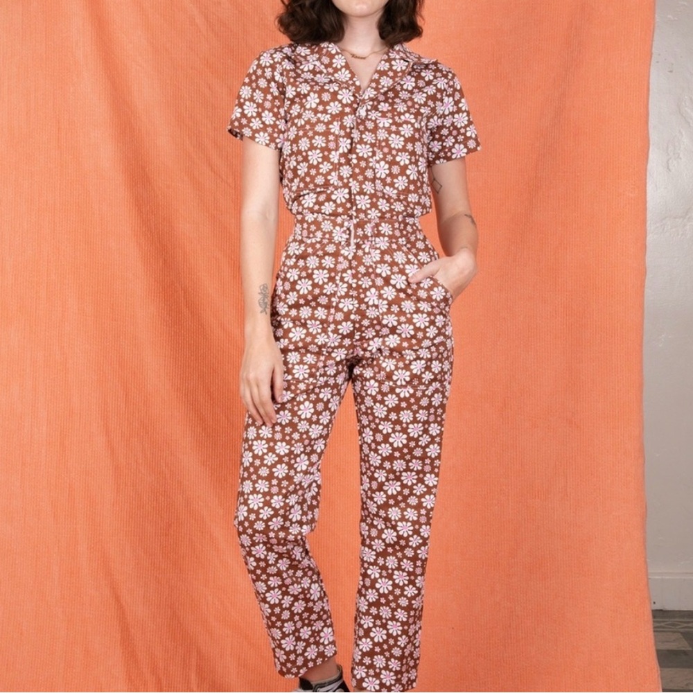Big Bud Press Lazy Daisy Brown Floral Jumpsuit